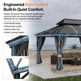 Patioslife Haven Luxury Hardtop Gazebo with 4.7” x 4.7” Reinforced Aluminum Posts, Built-In Drainage Gutters, Curtains & Netting for Patios & Backyards