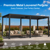 Patioslife Atlantic | Metal Louvered Pergola with Adjustable Roof, Freestanding All-Weather Shelter for Deck, Patio & Poolside