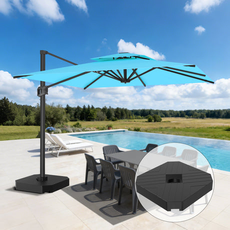 Patioslife Aegis Pro™ Cantilever Umbrella with Base & Protective Cover — Fibreglass Ribs & Powder-Coated Aluminium Pole for Garden & Patio
