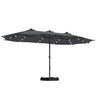 Patioslife 15x9ft dark grey double sided patio umbrella with LED lights for backyard and deck shade