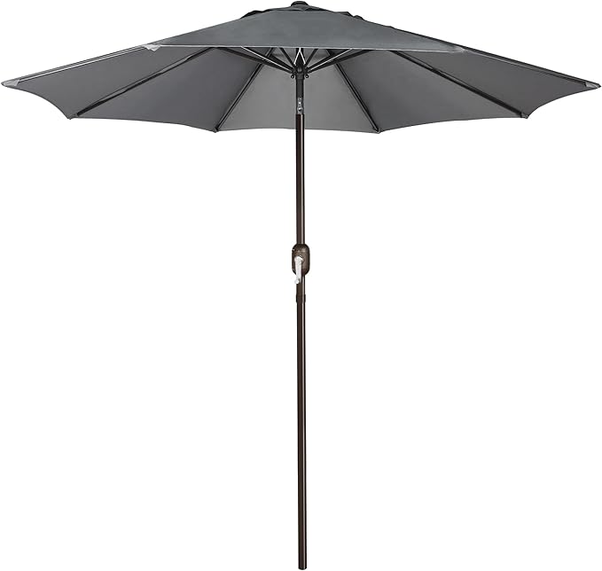 Patioslife 7.5ft dark grey patio umbrella with crank tilt for garden table and outdoor patio shade