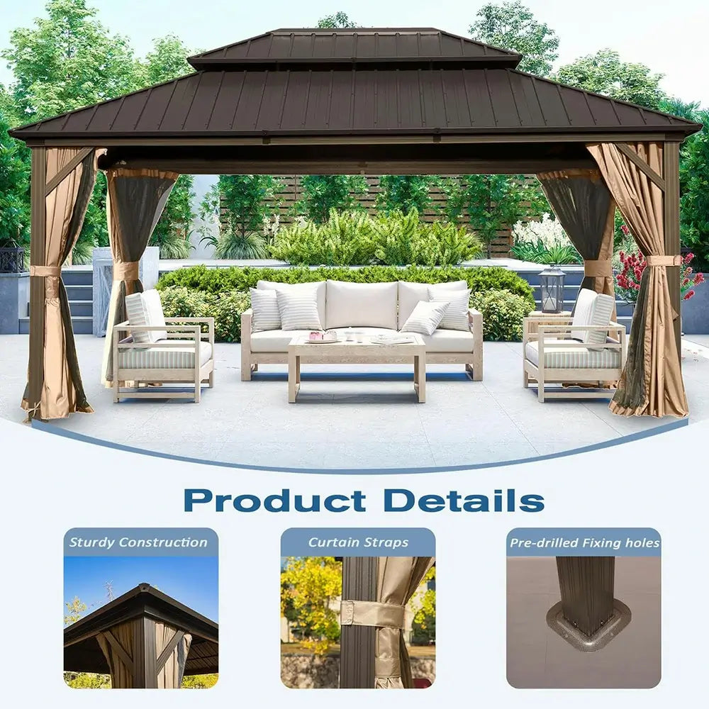 Hardtop Gazebo Classic W/ Netting & Curtain