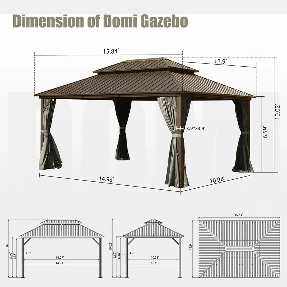 Hardtop Gazebo Classic W/ Netting & Curtain