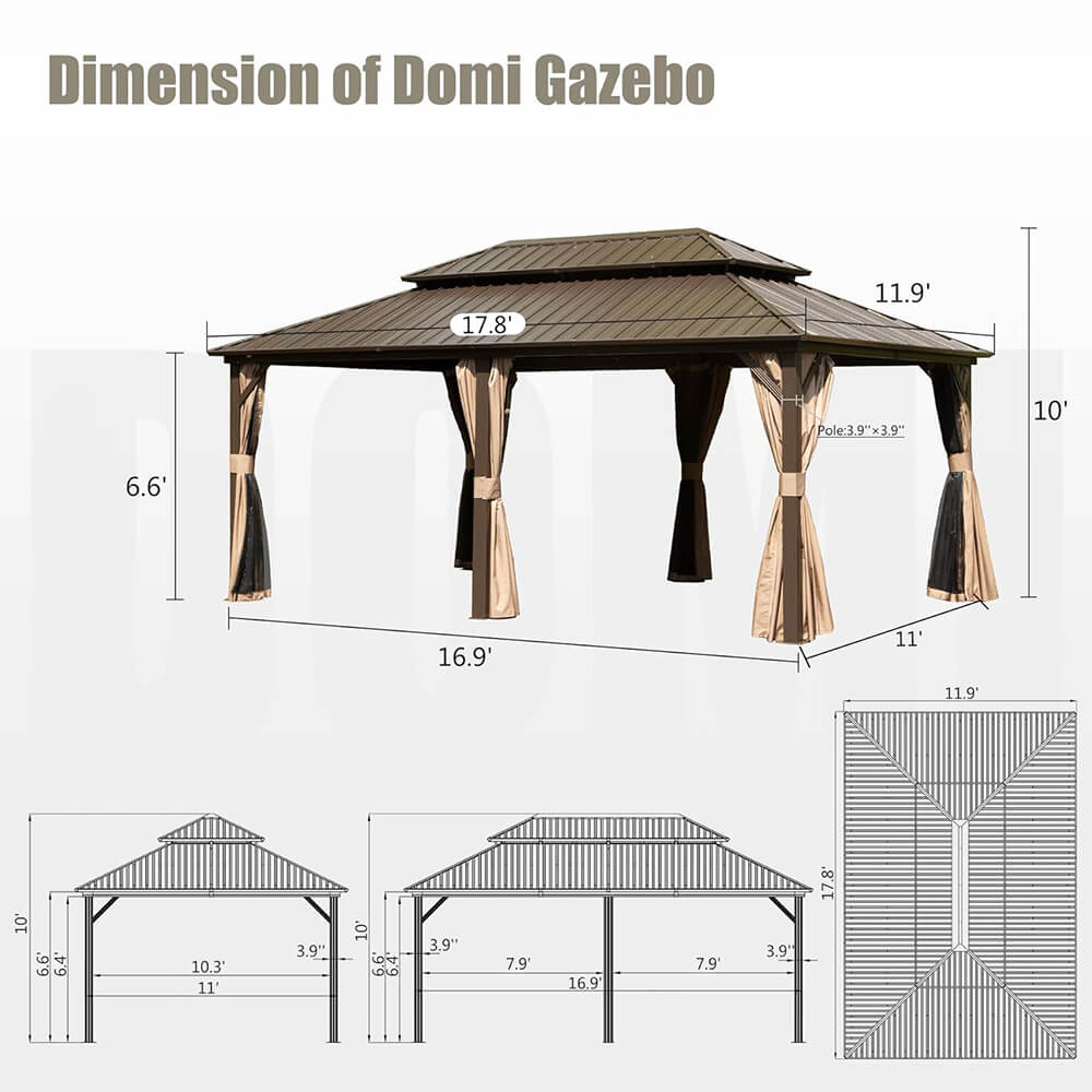 Hardtop Gazebo Classic W/ Netting & Curtain