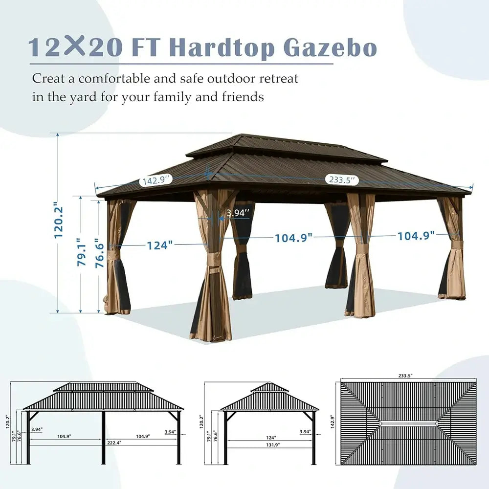 Hardtop Gazebo Classic W/ Netting & Curtain