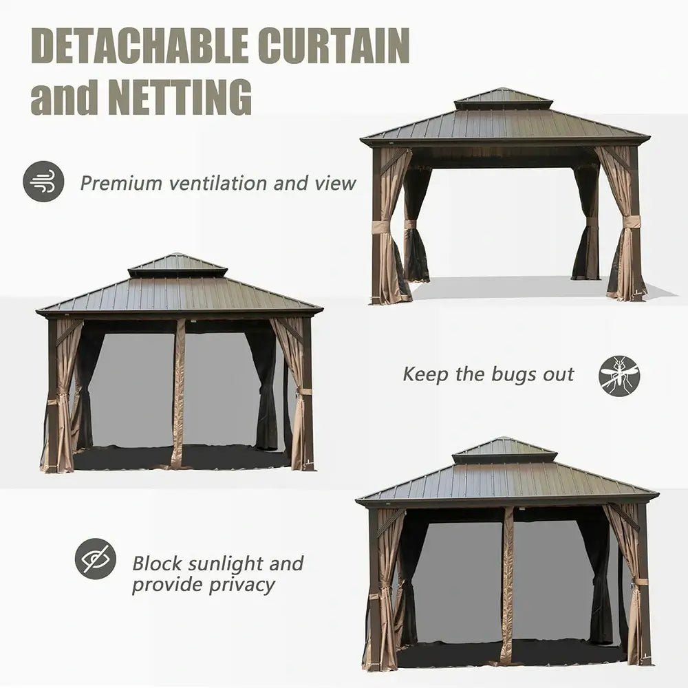 Hardtop Gazebo Classic W/ Netting & Curtain