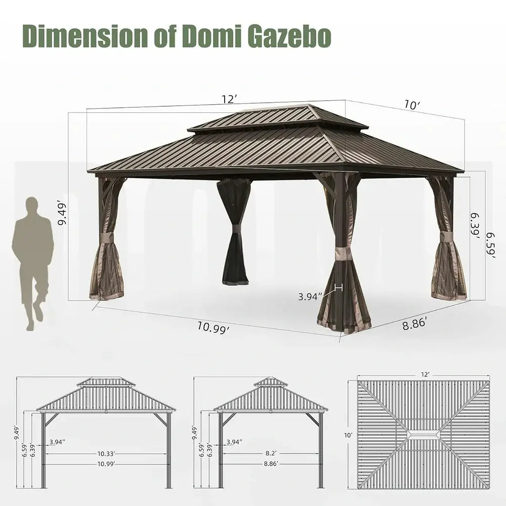 Hardtop Gazebo Classic W/ Netting & Curtain