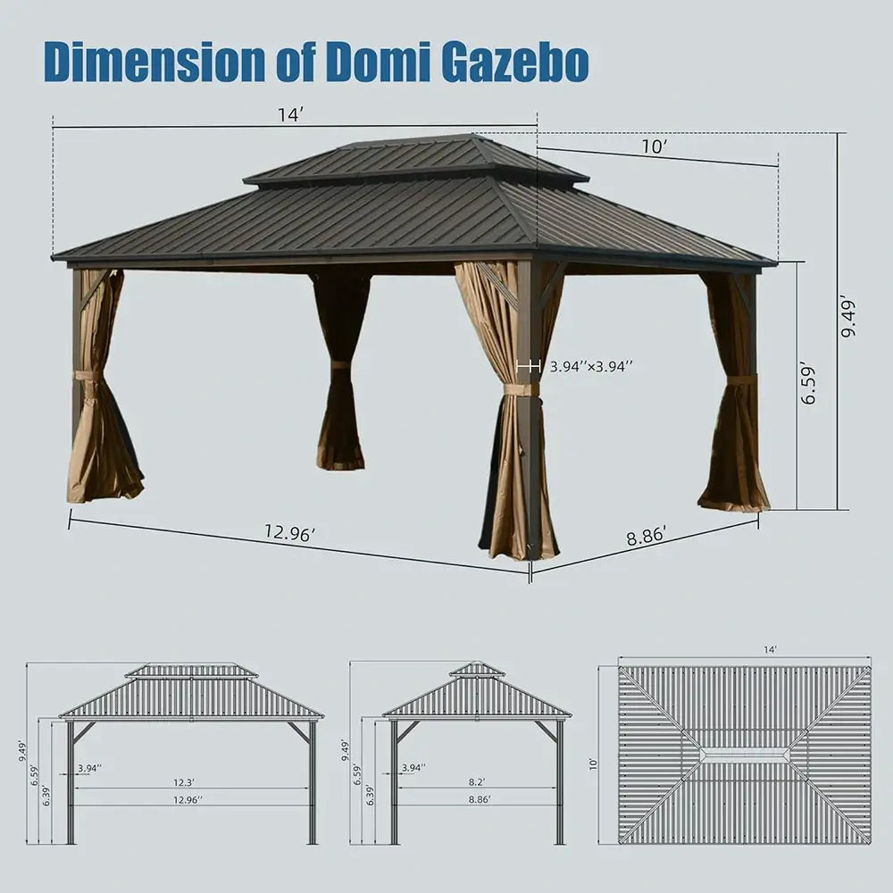 Hardtop Gazebo Classic W/ Netting & Curtain