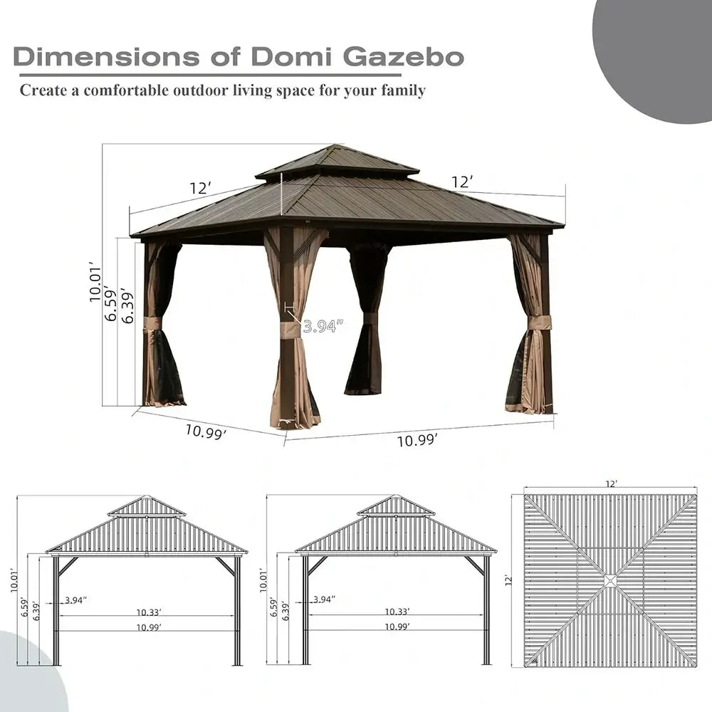 Hardtop Gazebo Classic W/ Netting & Curtain