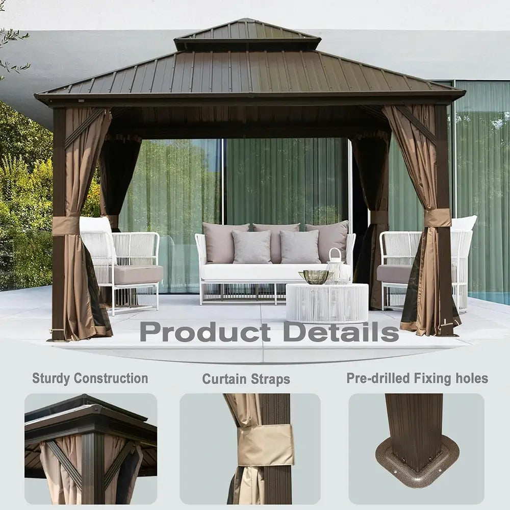 Hardtop Gazebo Classic W/ Netting & Curtain