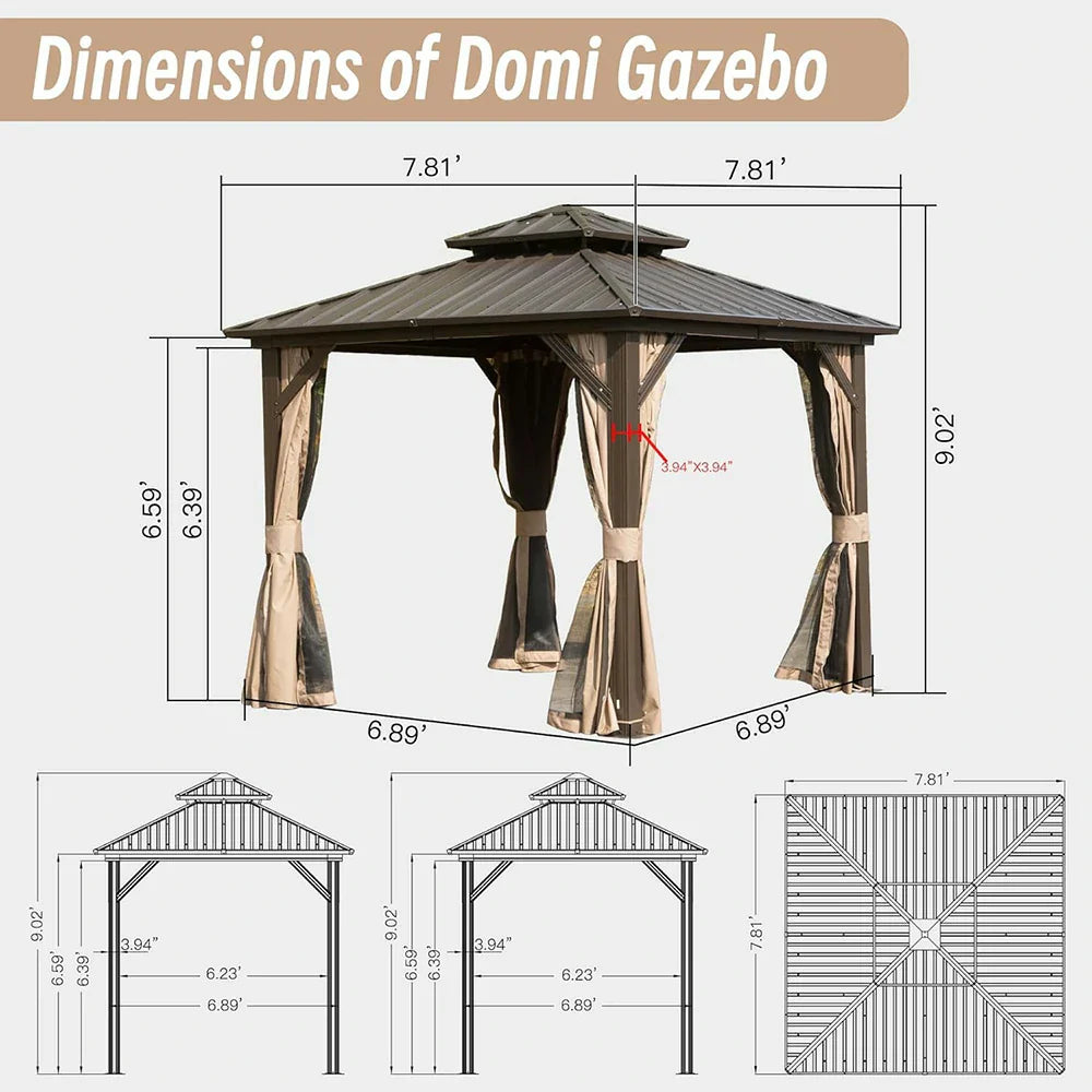 Hardtop Gazebo Classic W/ Netting & Curtain