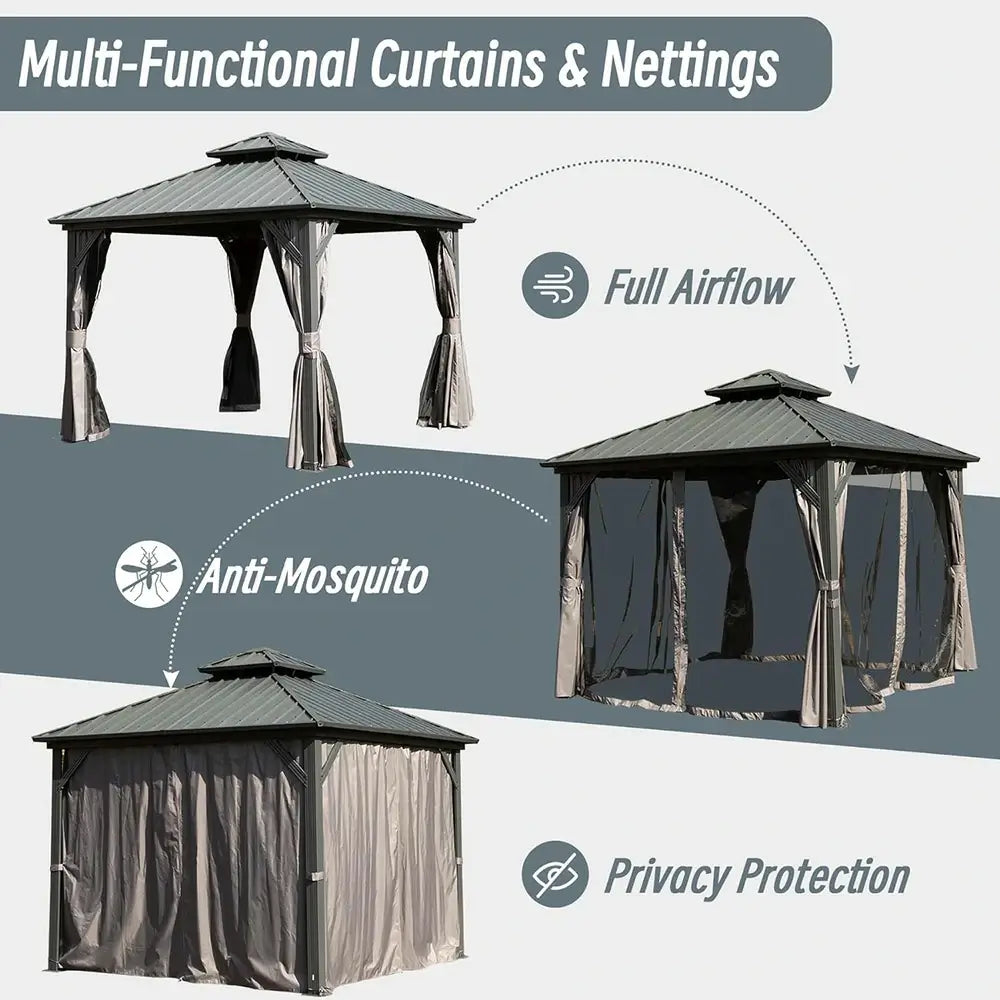 Hardtop Gazebo Classic W/ Netting & Curtain