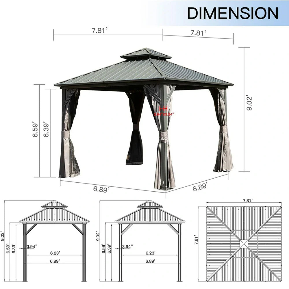 Hardtop Gazebo Classic W/ Netting & Curtain