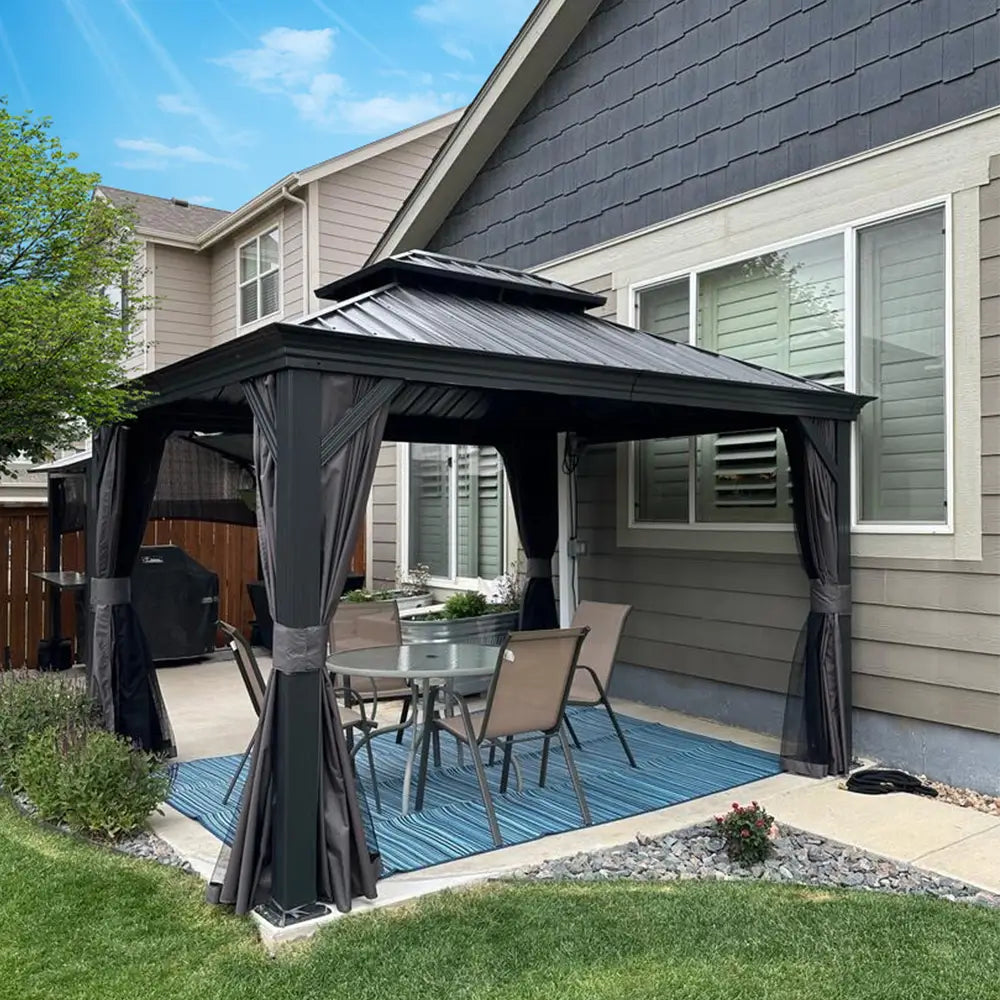 Domi Outdoor Living hardtop gazebo gray#size_10'x12'