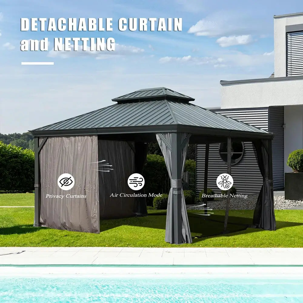 Domi Outdoor Living hardtop gazebo gray#size_10'x12'