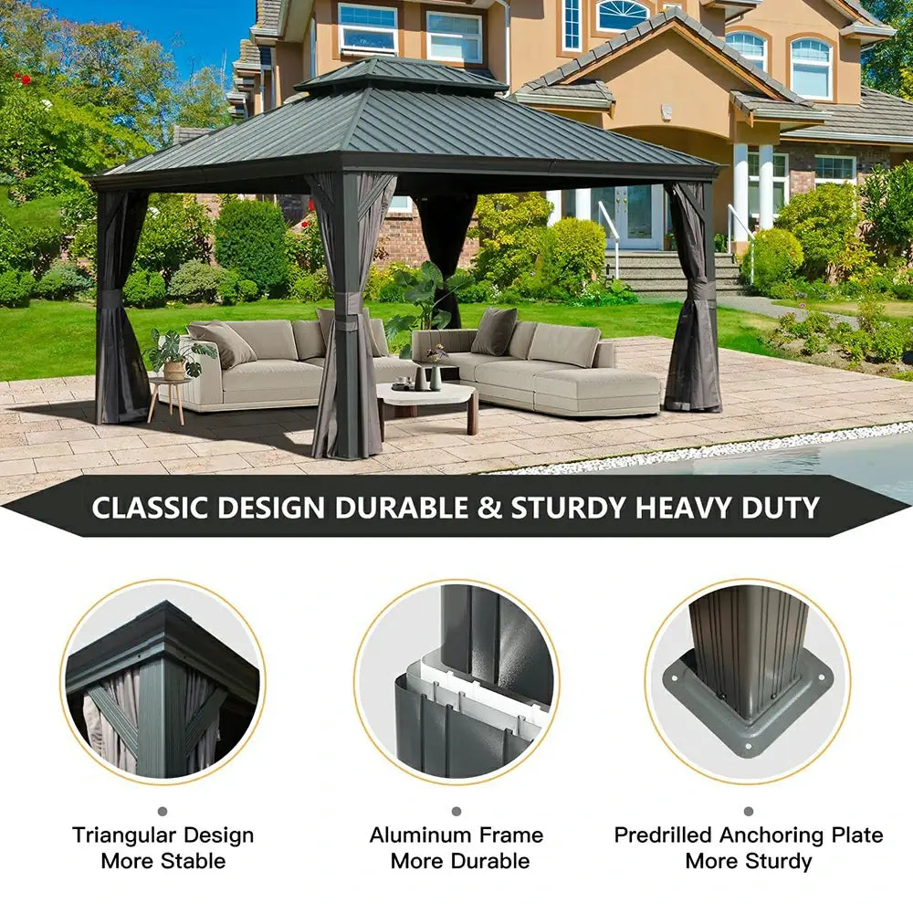 Domi Outdoor Living hardtop gazebo gray#size_10'x12'