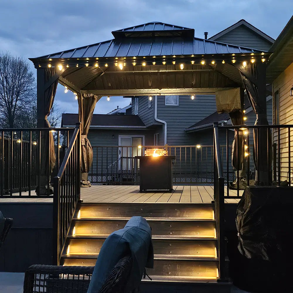 Hardtop Gazebo Dark Gray with Drainage Gutters