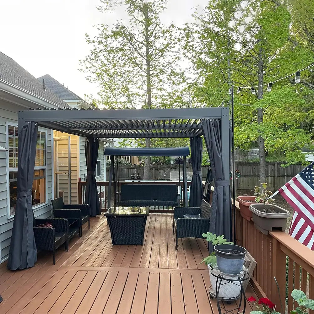 Patioslife Aluminum Louvered Pergola - Gray