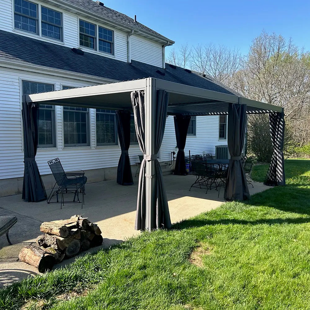 Patioslife Aluminum Louvered Pergola - Gray