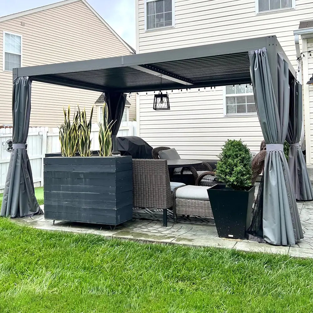 Patioslife Aluminum Louvered Pergola - Gray