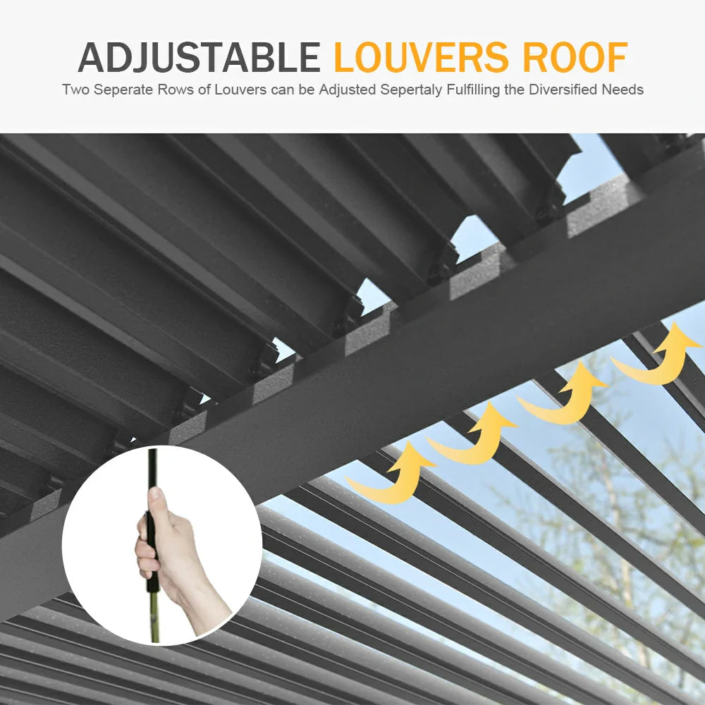 Patioslife Aluminum Louvered Pergola - Gray