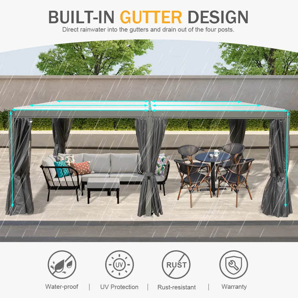 Patioslife Aluminum Louvered Pergola - Gray