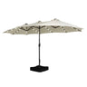 Patioslife 15x9ft beige double sided patio umbrella with LED lights and weighted base for patio shade