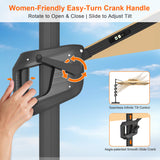 Patioslife cantilever umbrella easy turn crank handle for opening closing and tilt adjustment