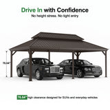 Patioslife All-Weather Aluminum Carport – Steel Roof Canopy for Cars, Motorcycles, RVs & Boats