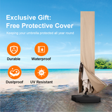 Patioslife Aegis Pro™ Premium Cantilever Umbrella with LED Strip Lights, Fibreglass Ribs & Powder-Coated Aluminium Pole — Luxury Garden & Patio Shade