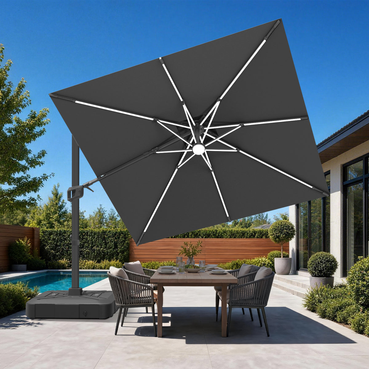 Patioslife Signature Series Rotating Cantilever Patio Umbrella with Adjustable Tilt for Garden & Poolside