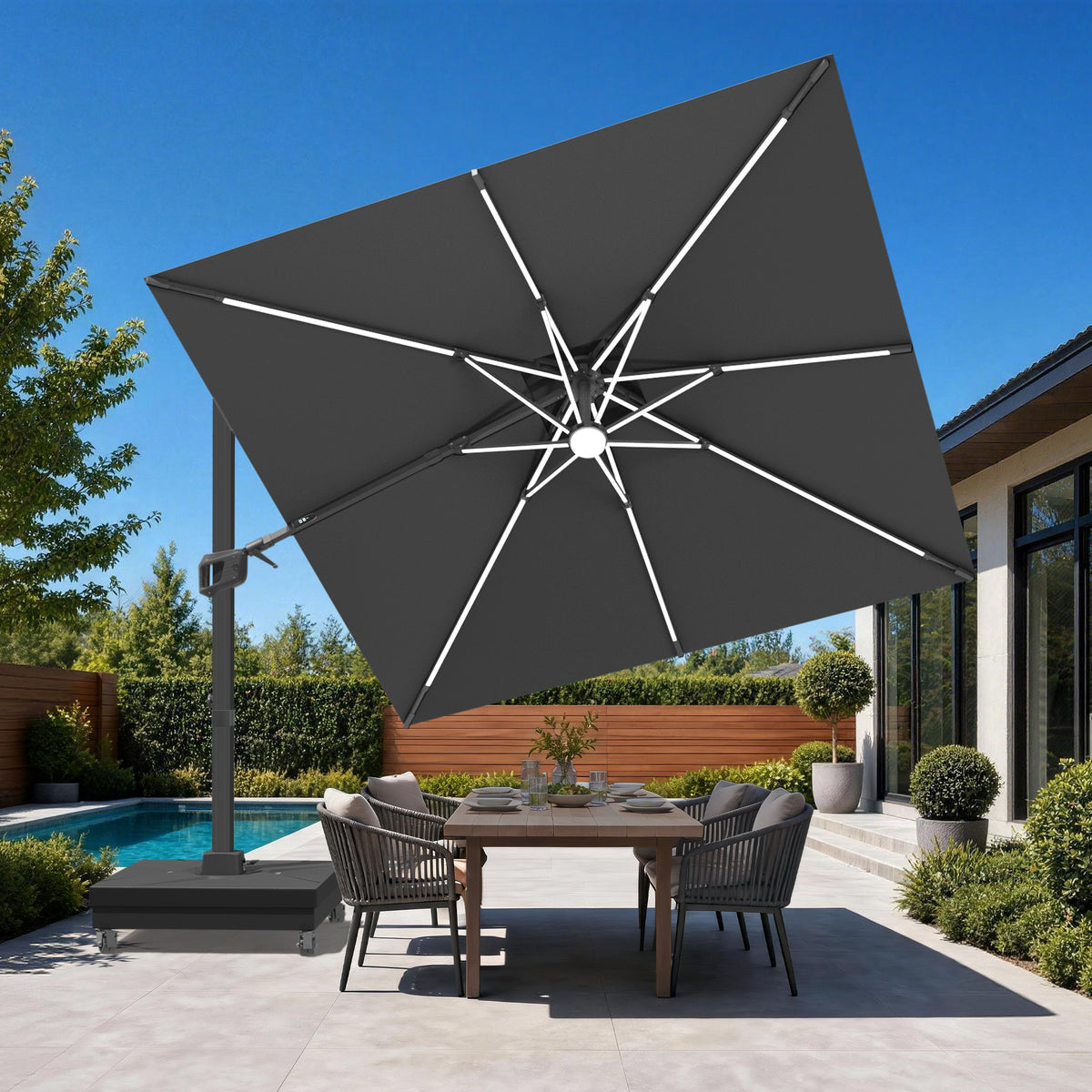 Patioslife Signature Series Rotating Cantilever Patio Umbrella with Adjustable Tilt for Garden & Poolside
