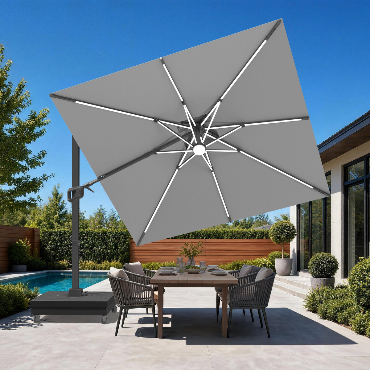 Patioslife Signature Series Rotating Cantilever Patio Umbrella with Adjustable Tilt for Garden & Poolside