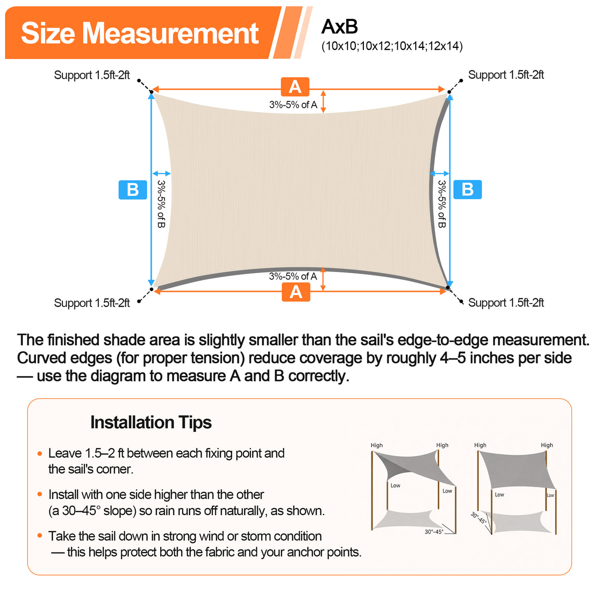 Patioslife Sun Shade Sail – UV Protection Outdoor Patio Canopy with Reinforced Edges