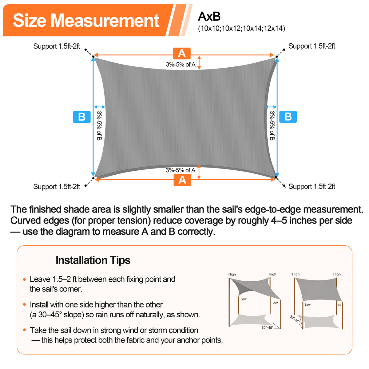 Patioslife Sun Shade Sail – UV Protection Outdoor Patio Canopy with Reinforced Edges