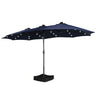 Patioslife 15x9ft navy blue double sided patio umbrella with LED lights for outdoor patio and garden shade