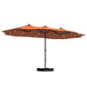 Patioslife 15x9ft orange double sided patio umbrella with LED lights for outdoor dining and poolside shade