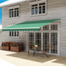 Patioslife 12'x10' Retractable Awning, Green Manual Crank Patio Awning with Water-Repellent Canopy for Deck Balcony