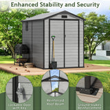 Patioslife 6x4 ft Resin Storage Shed, Enhanced Stability with Lockable Door, Reinforced Roof and Ground Stakes