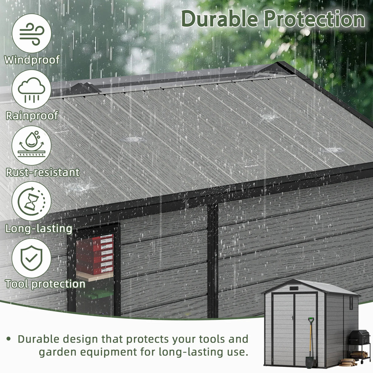 Patioslife 6x4 ft Compact Storage Shed, Durable Weatherproof Outdoor Tool Shed with Windproof, Rainproof, Rust-Resistant Design