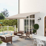Patioslife Beige 12'x10' Retractable Patio Awning, Manual Crank Outdoor Sun Shade with Aluminum Frame