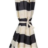 Patioslife black and cream striped patio umbrella with tie strap for easy outdoor storage