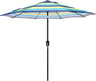 Patioslife blue green striped patio umbrella with crank lift for beach patio and backyard shade