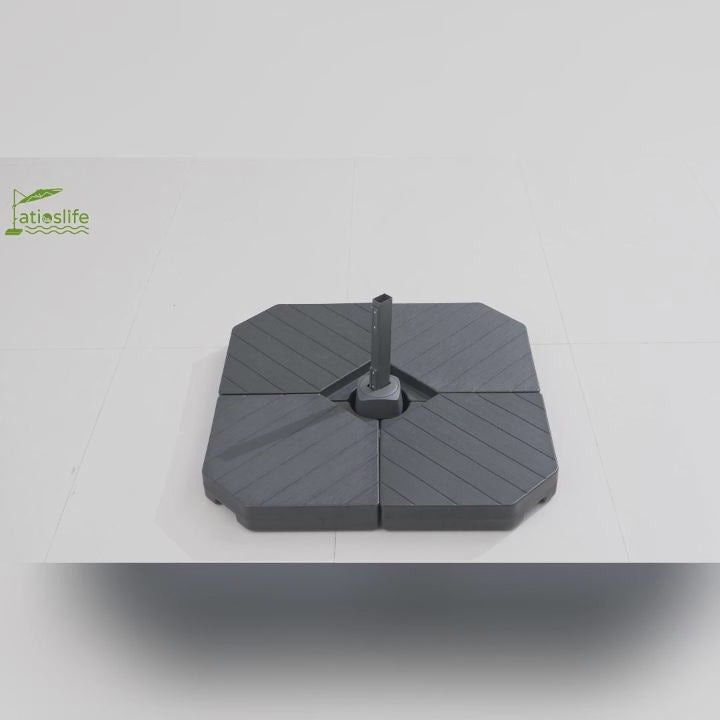 Patioslife 430 lbs (195kg) Heavy Duty Cantilever Umbrella Base for Aegis Series – 4-Piece Fillable Stand, Offset Parasol Base, Outdoor Patio Stability Support