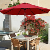 Patioslife 7.5ft red patio umbrella with crank tilt over outdoor dining table for garden and backyard shade