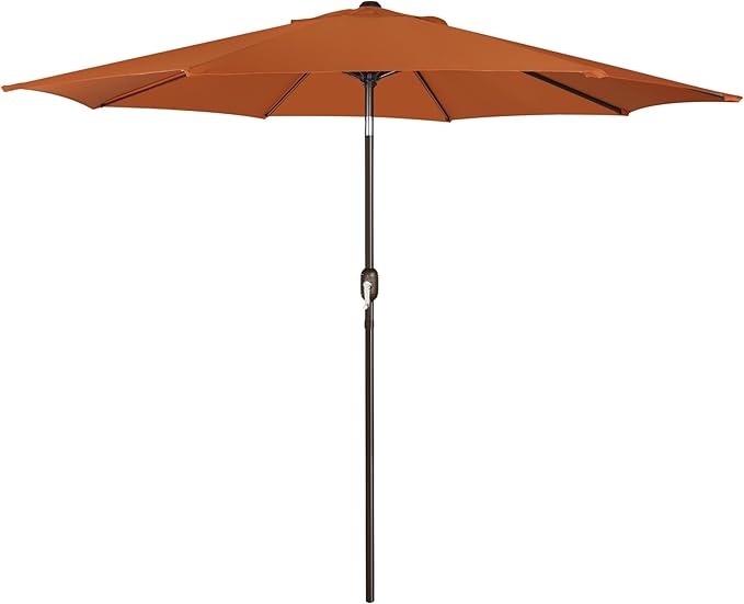 Patioslife 7.5ft rust patio umbrella with crank tilt for outdoor dining table and backyard shade