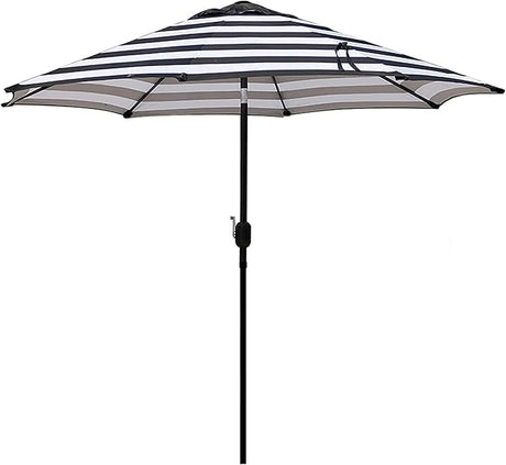 Patioslife 7.5ft black and white striped patio umbrella with crank tilt for outdoor table and backyard shade