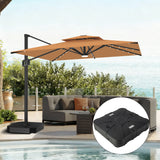 Patioslife 10x13ft tan cantilever umbrella with LED lights and weighted base for outdoor sectional sofa by pool