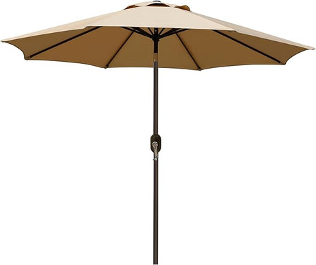 Patioslife 7.5ft tan patio umbrella with crank tilt for garden dining table and patio shade