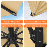 Patioslife cantilever umbrella frame details with protective rib caps screw secured canopy and reinforced joints